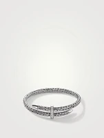 Spear Silver Bypass Flex Cuff Bracelet With Pavé Diamonds
