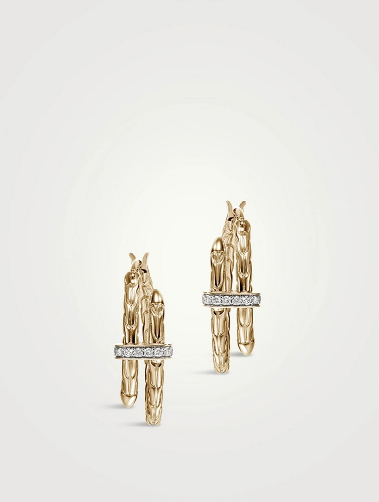 Spear 14K Gold Hoop Earrings With Pavé Diamonds