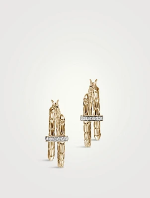 Spear 14K Gold Hoop Earrings With Pavé Diamonds