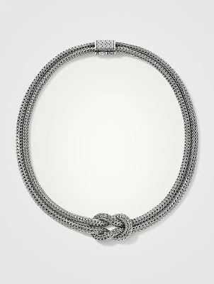 Love Knot Silver 5mm Extra Small Double Chain Necklace