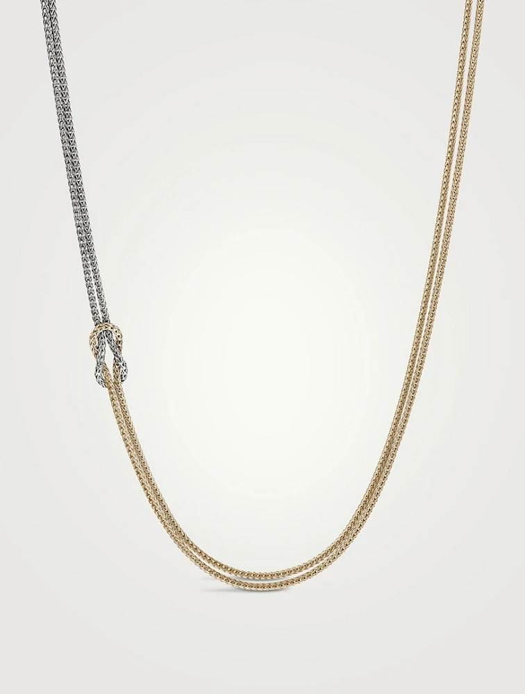 Love Knot 14K Gold And Silver 1.8mm Chain Necklace