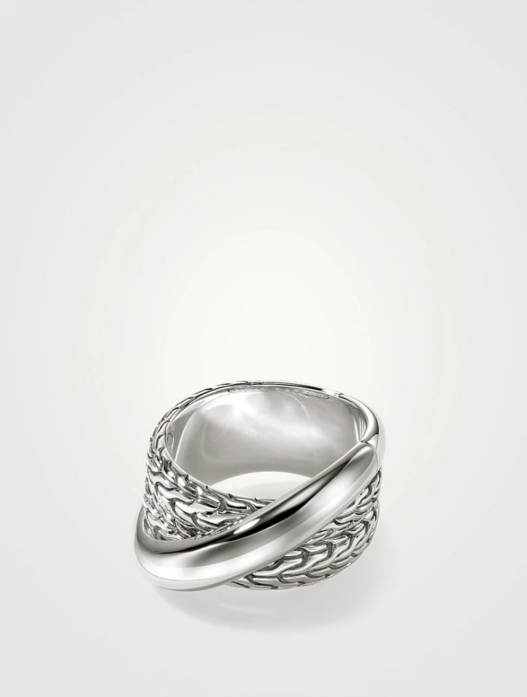 JH Essentials Silver 12.5mm Crossover Ring