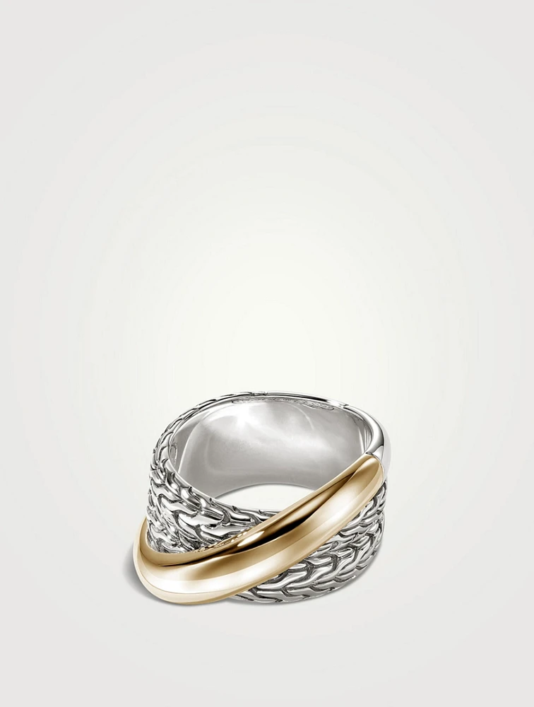 JH Essentials 14K Gold And Silver Crossover Ring