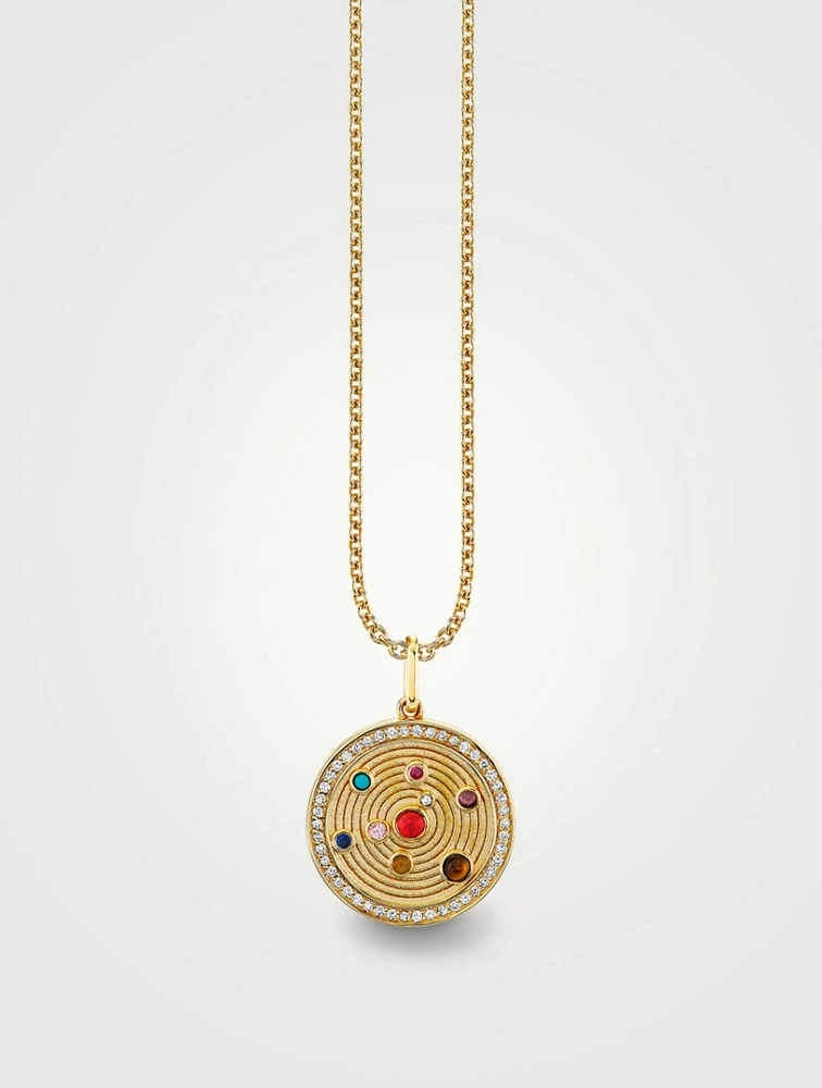 The Universe 14K Gold Coin Charm Necklace With Diamonds