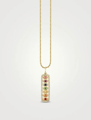 14K Gold Marquise Eye Chakra Charm Necklace With Diamonds