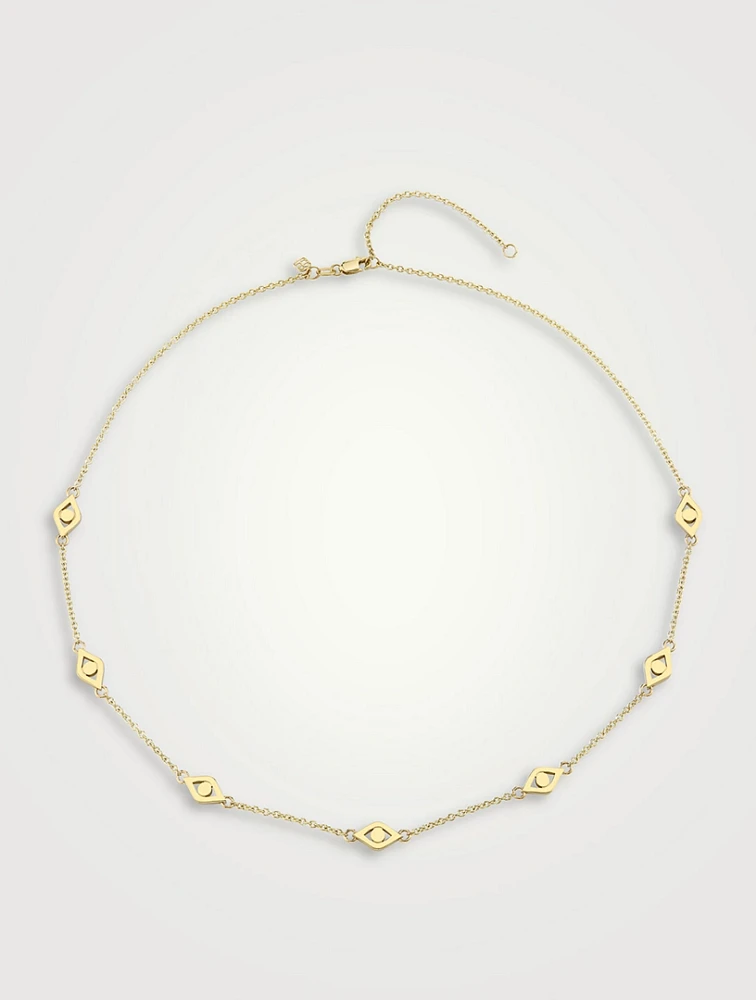 Medium 14K Gold Evil Eye Segment Necklace