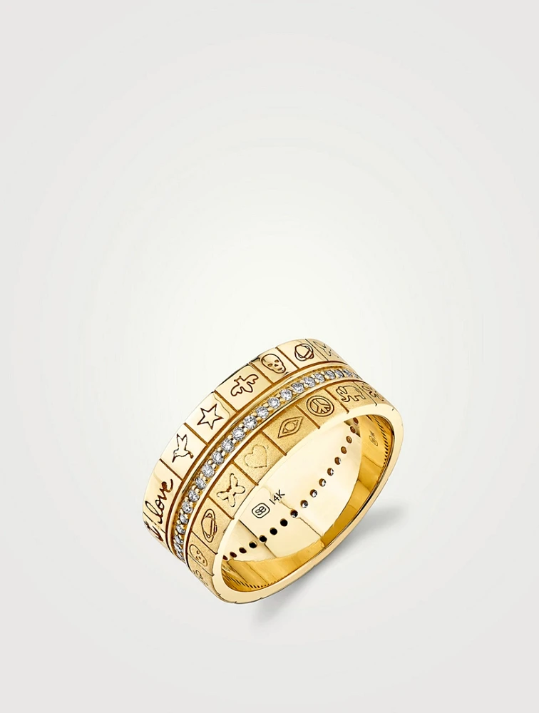 14K Gold Icon Cigar Ring With Diamonds