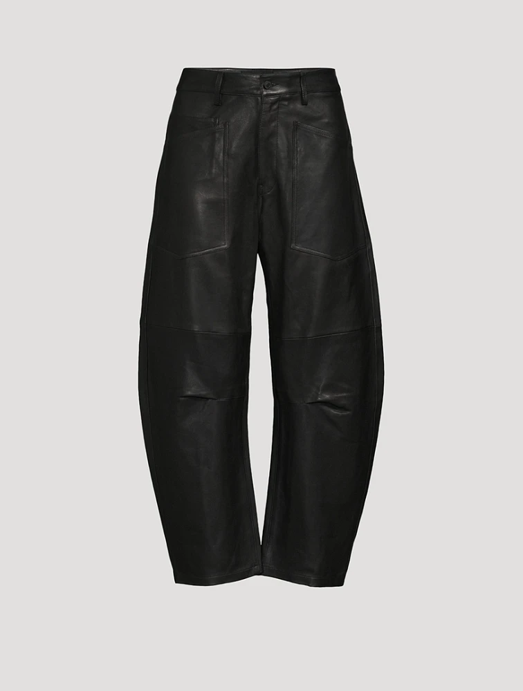 Shon Bow-Leg Leather Trousers