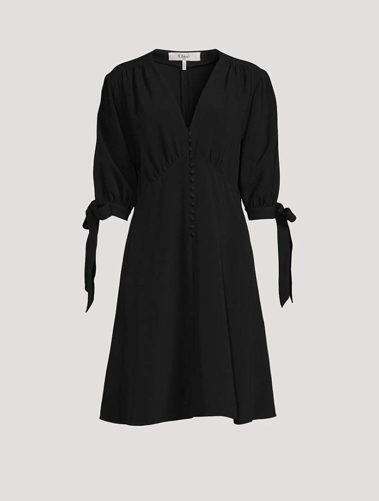 Tie-Sleeve Crêpe Dress