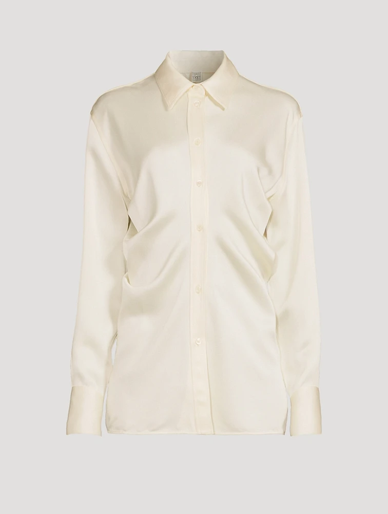 Slouch-Waist Satin Shirt