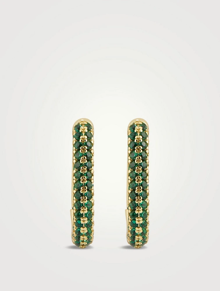 Pavé Chain Link Huggie Hoop Earrings