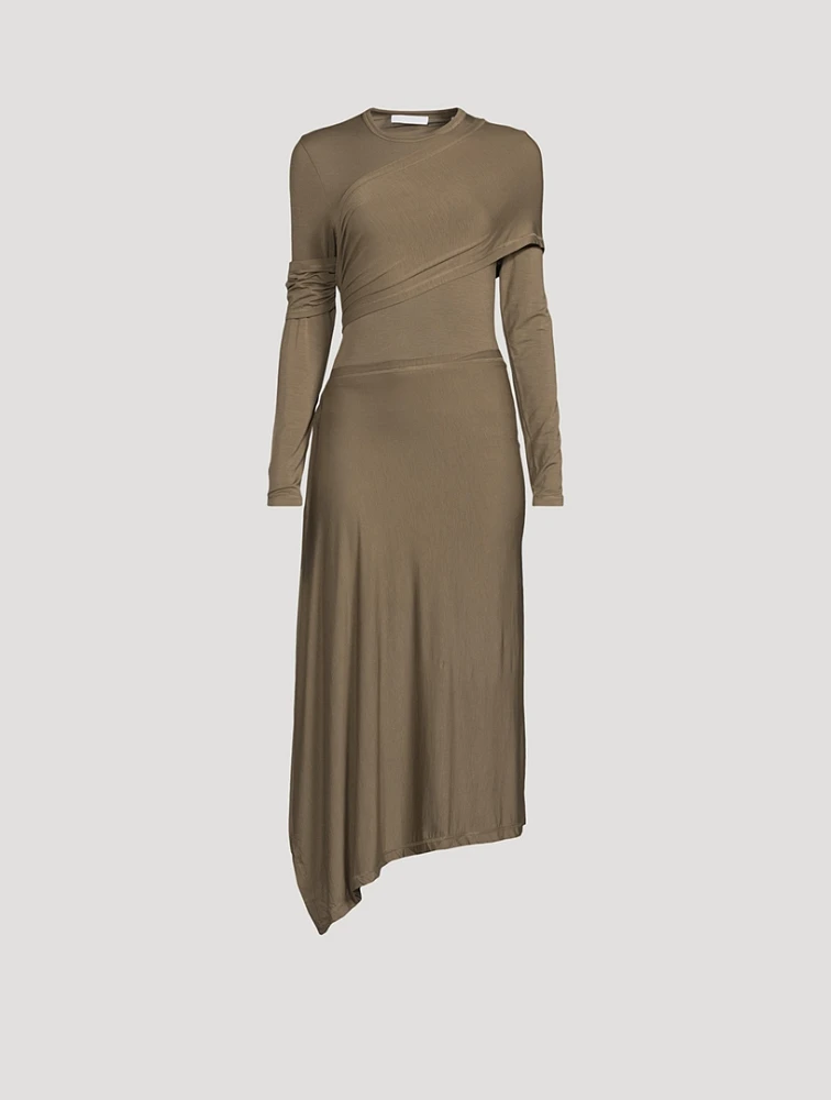 Draped Jersey Midi Dress