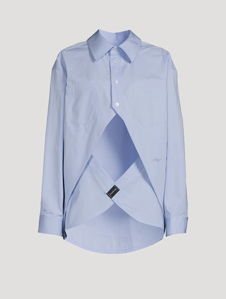 Oversized Split-Front Poplin Shirt