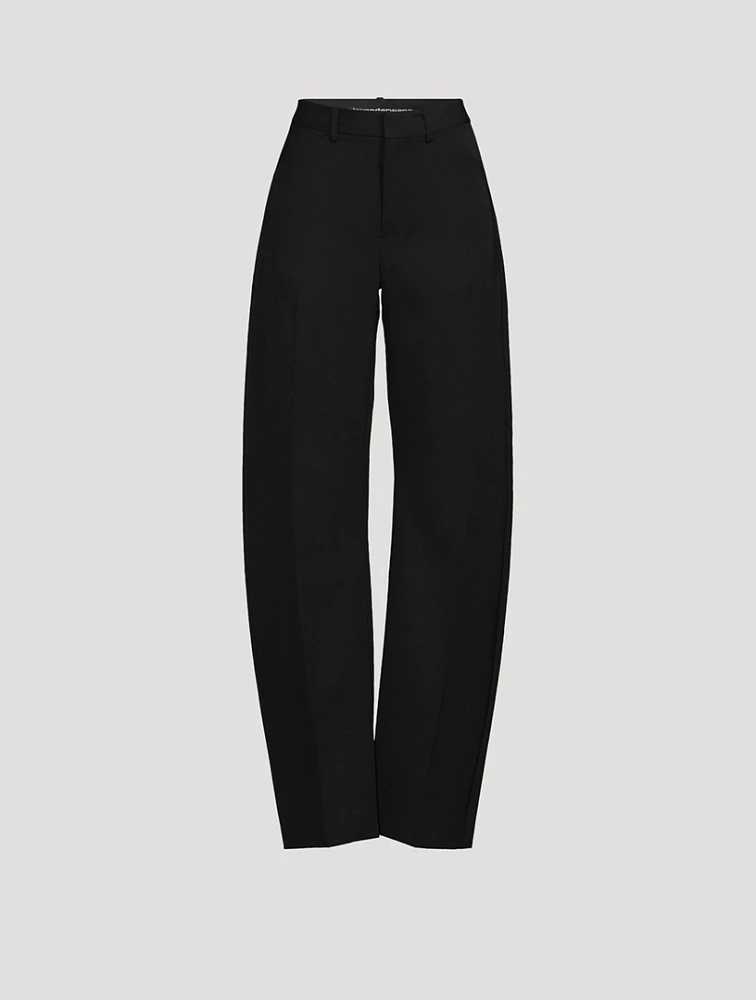 Barrel-Leg Wool Trousers