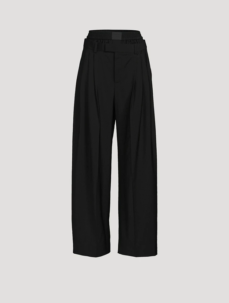 Layered Pleated Trousers With Exposed Boxer