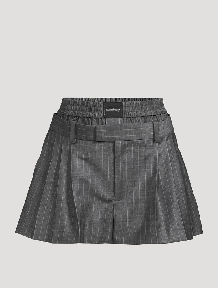 Layered Pleated Shorts With Exposed Boxer