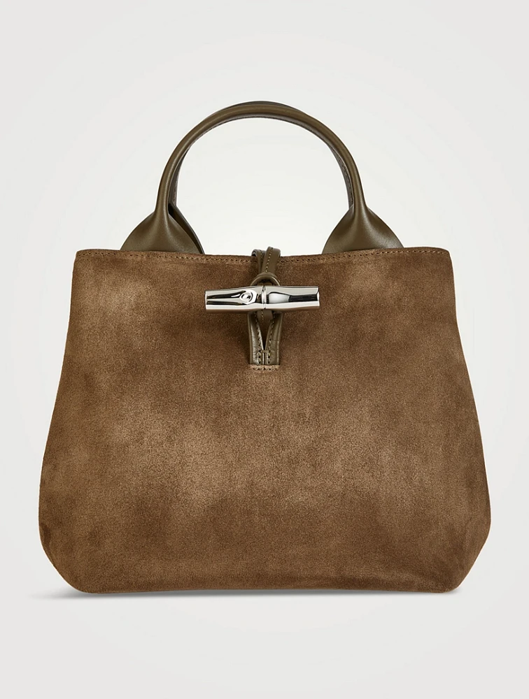 Small Le Roseau Suede Top Handle Bag