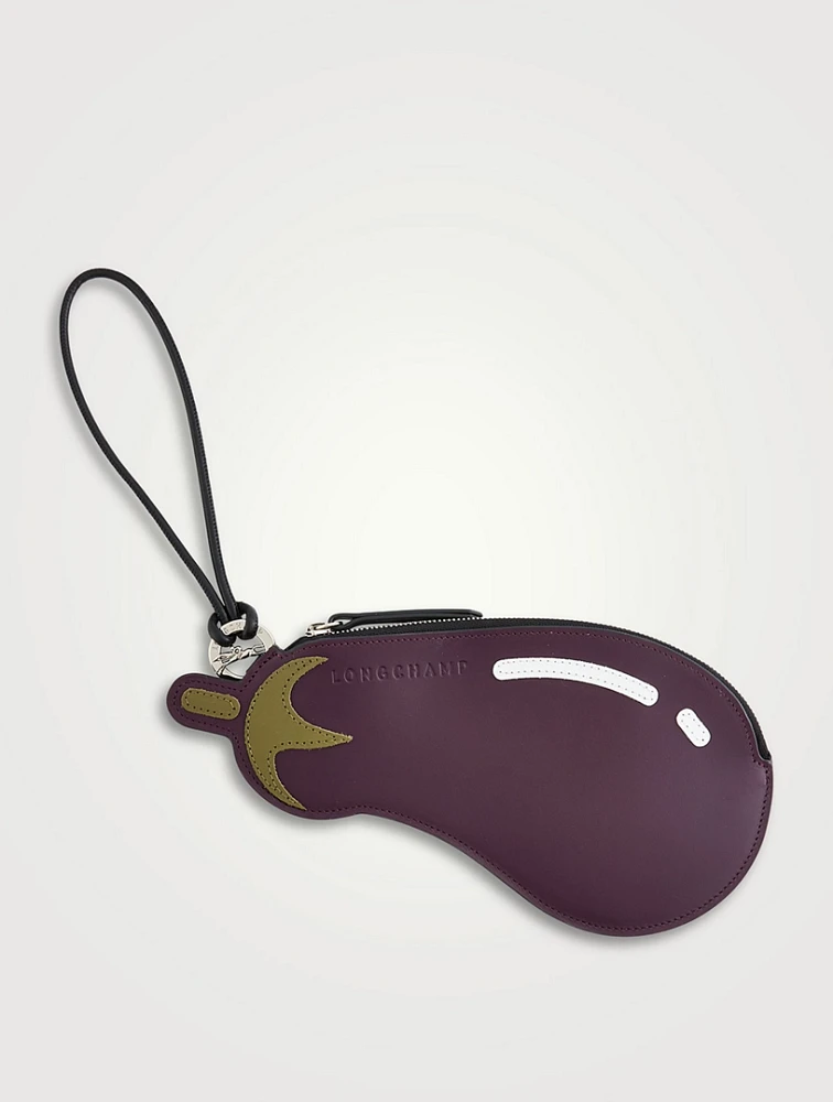 Longcharm Eggplant Leather Clutch