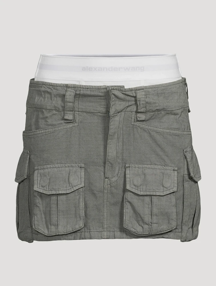 Layered Cargo Mini Skirt With Logo Elastic