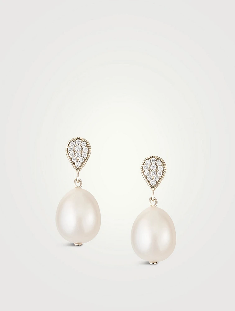 Pavé Diamond Pearl Earrings
