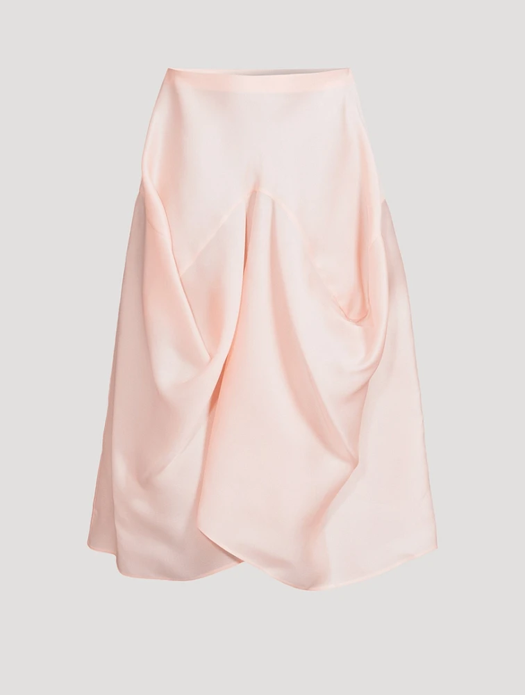 Sawyer Draped Silk Midi Skirt