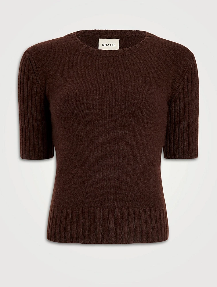 Mia Short-Sleeve Cashmere Sweater