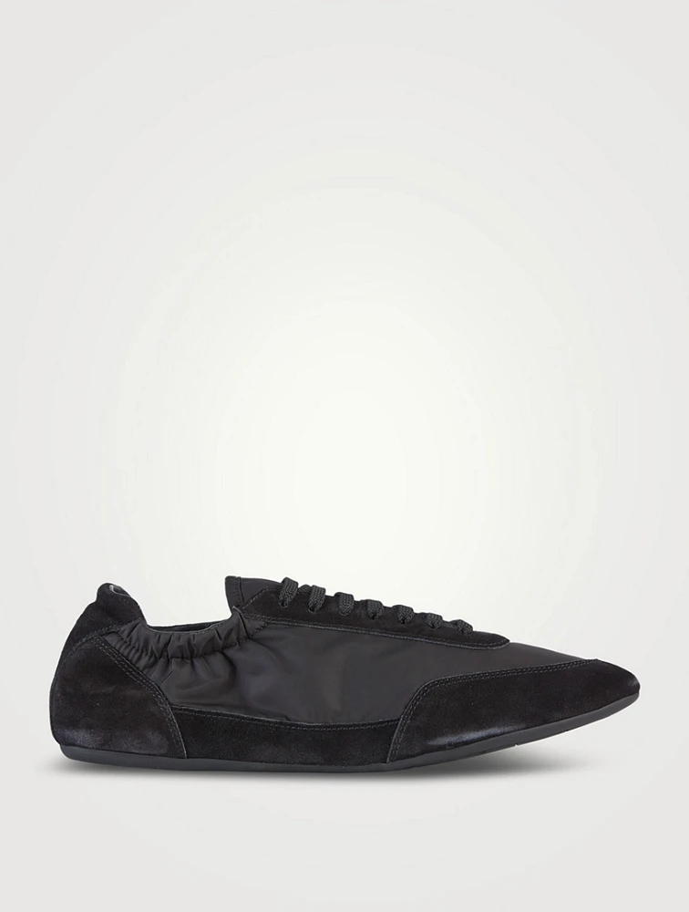 Collapse Re-Nylon And Suede Elasticized Sneakers
