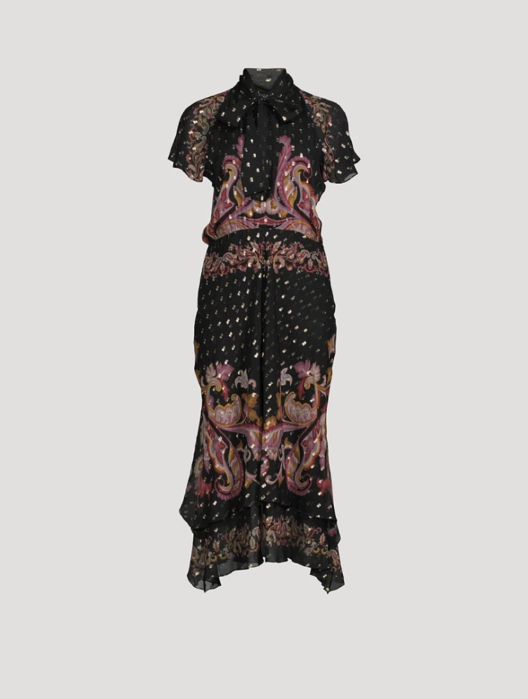 Fil Coupé Chiffon Midi Dress