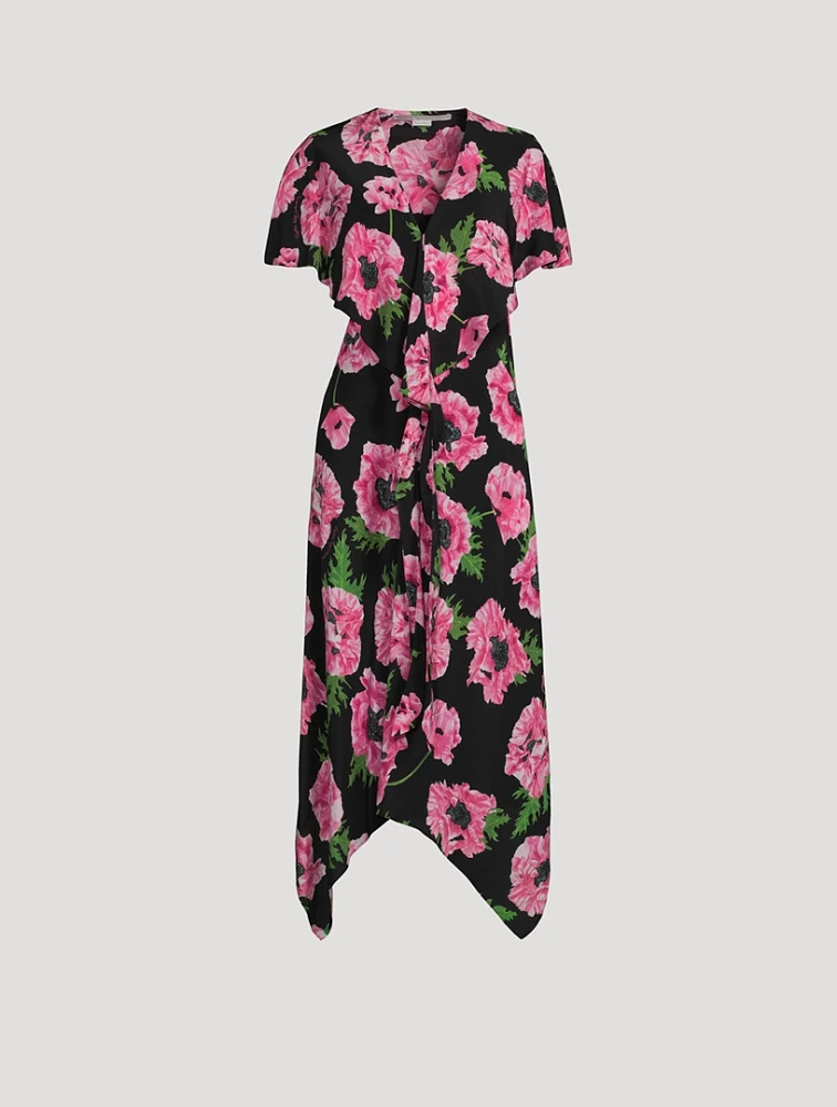 Silk Midi Dress Poppy Print
