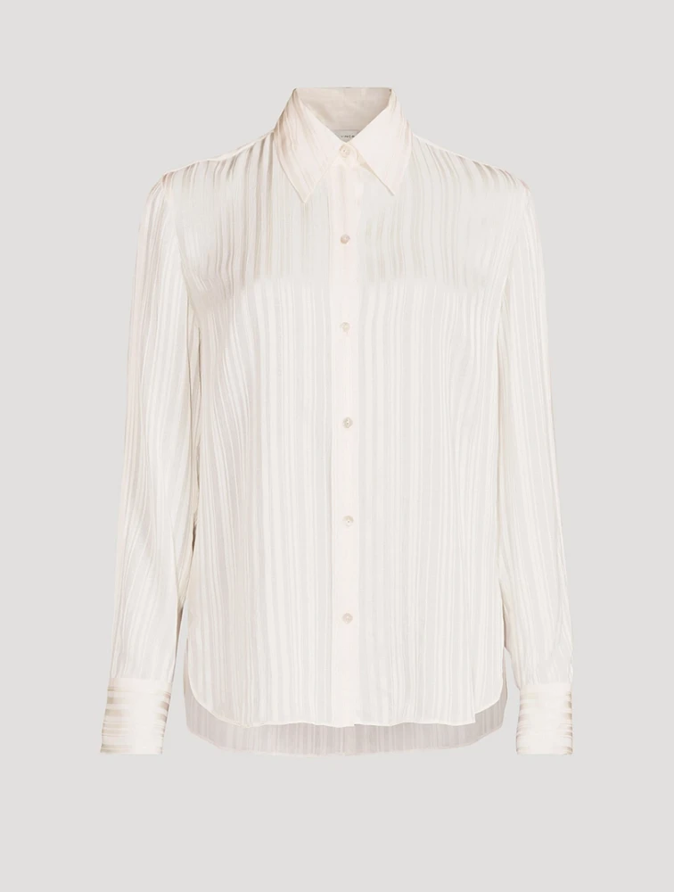Sheer-Stripe Pintuck Shirt