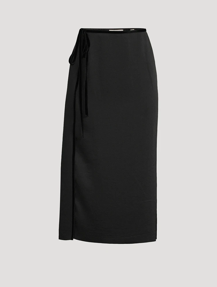 Velvet-Trimmed Midi Skirt