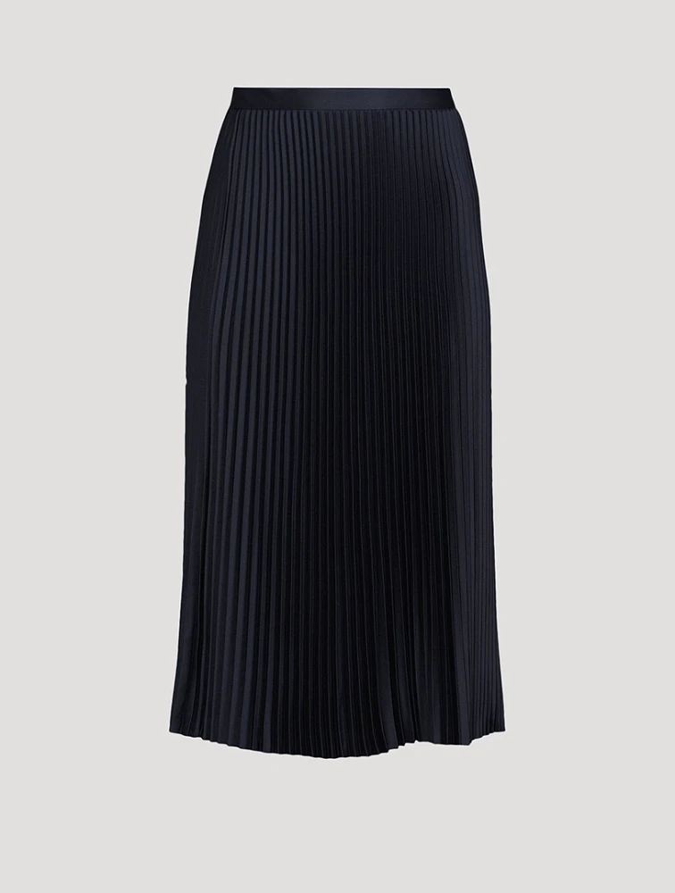 Plissé Satin Midi Skirt