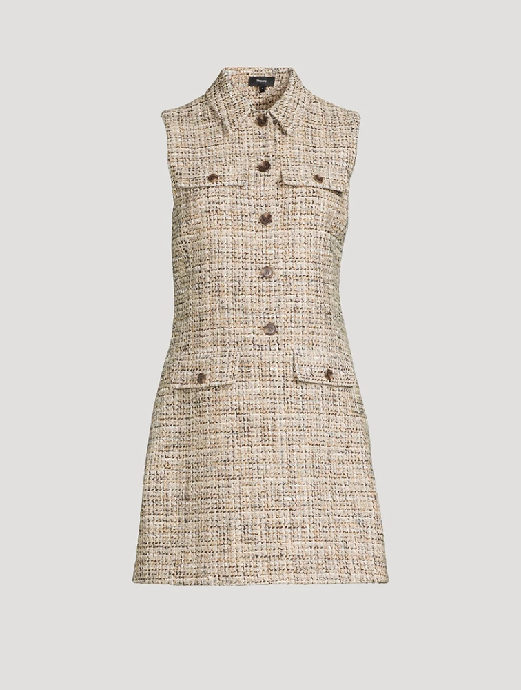 Sleeveless Tweed Shift Dress