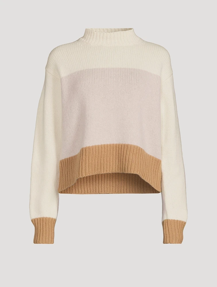 Felted Wool Cashmere Colourblock Sweater
