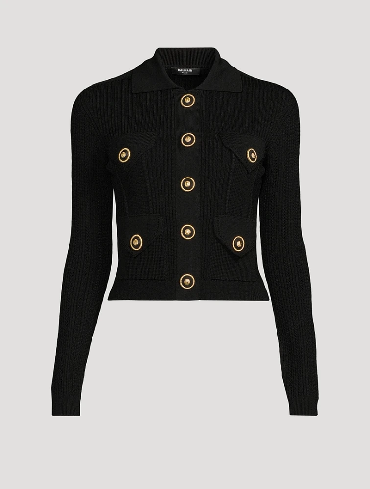 Cropped Polo Cardigan