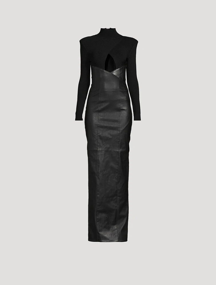 Leather And Jersey Gown
