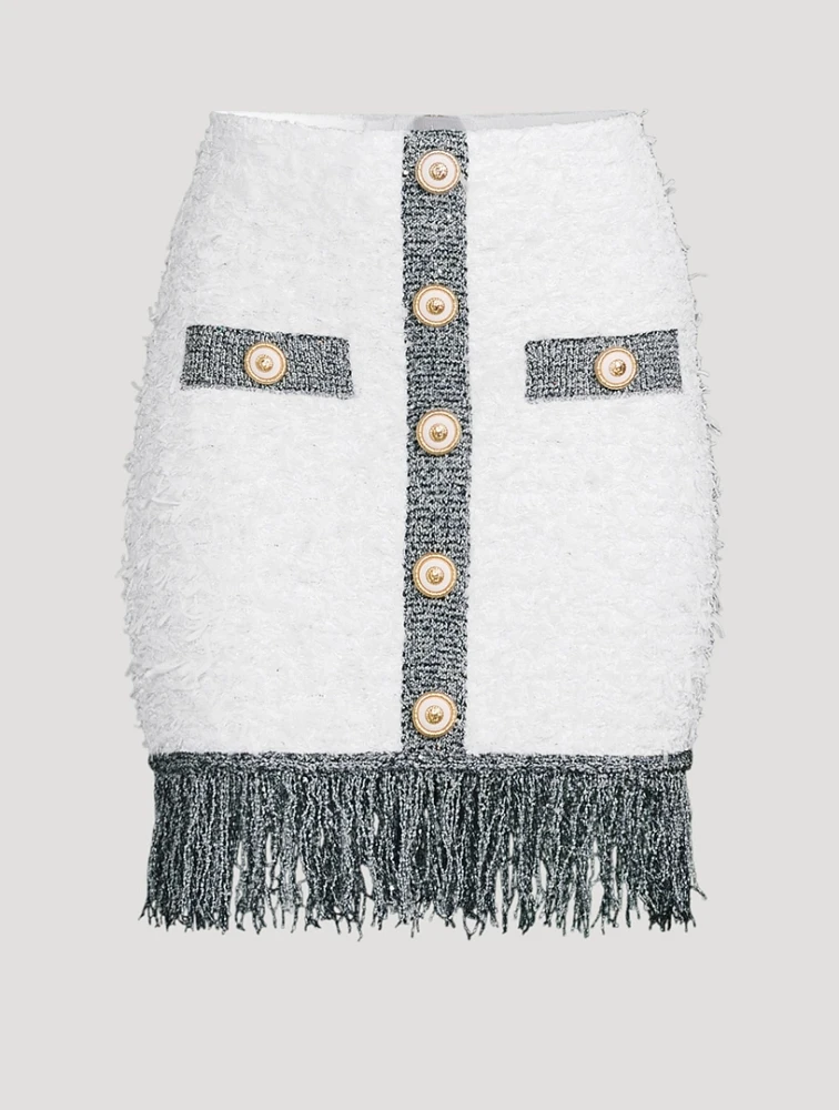 Bouclé Fringe Mini Skirt