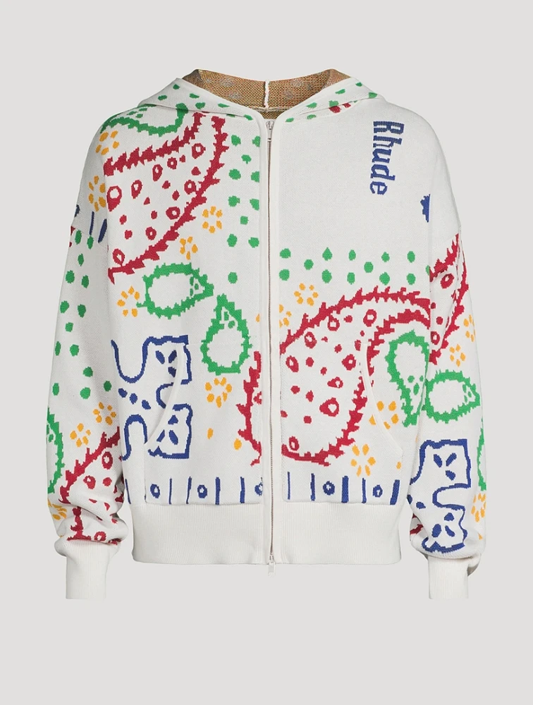 Bandana Knit Zip Hoodie