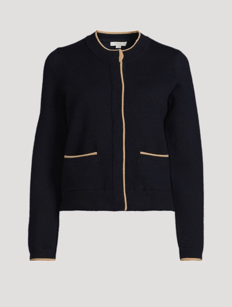 Contrast-Tipped Cardigan