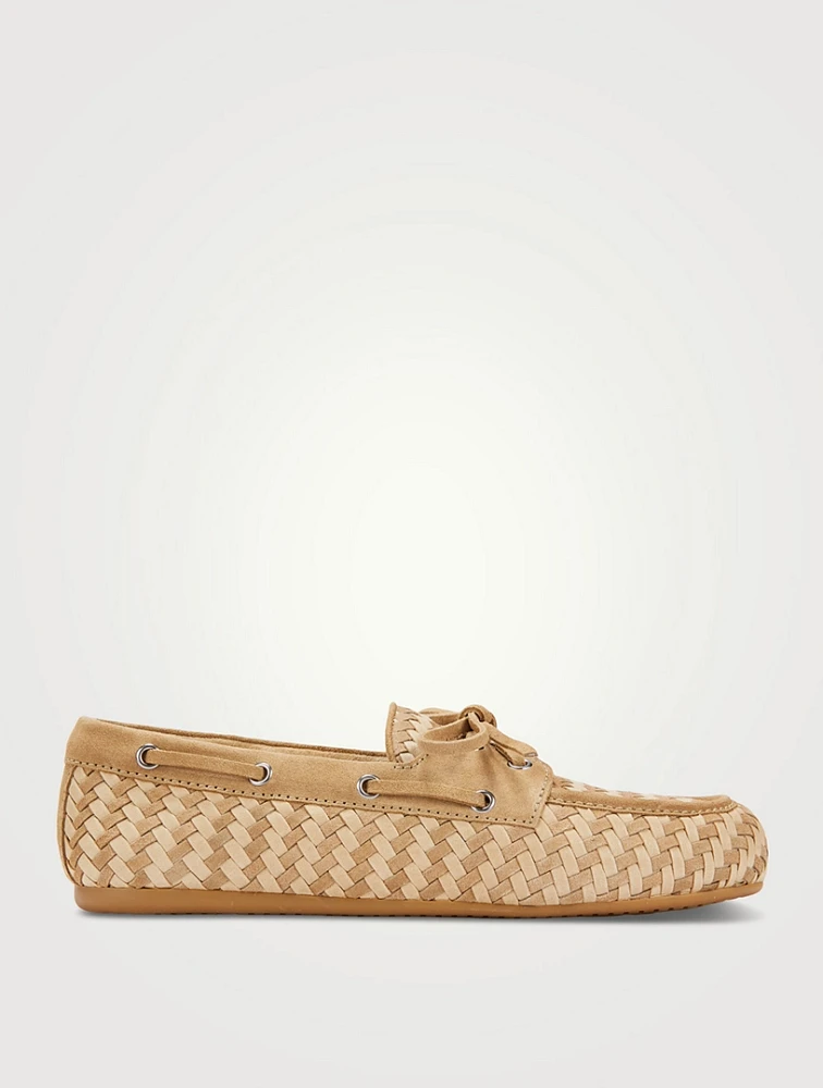 Woven Suede Boat Shoes
