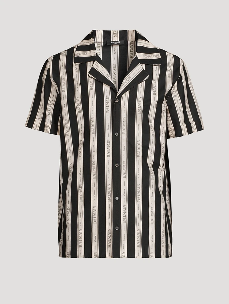 Jacquard Camp Shirt Logo Ribbon Print
