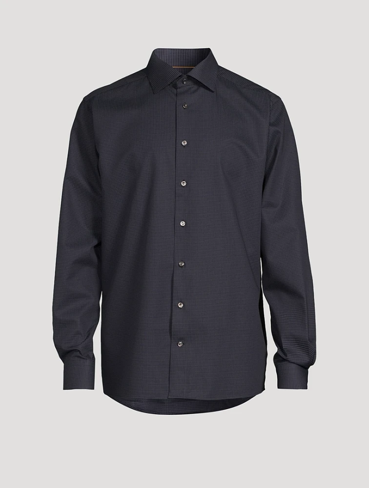 Contemporary-Fit Twill Shirt Polka Dot Print