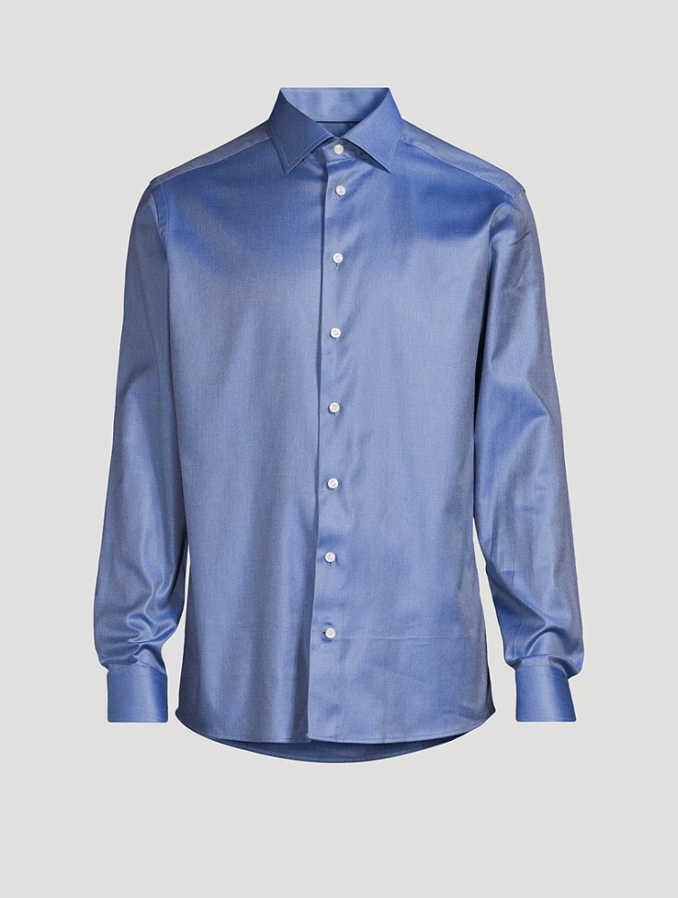 Slim-Fit Lustrous Mélange Shirt