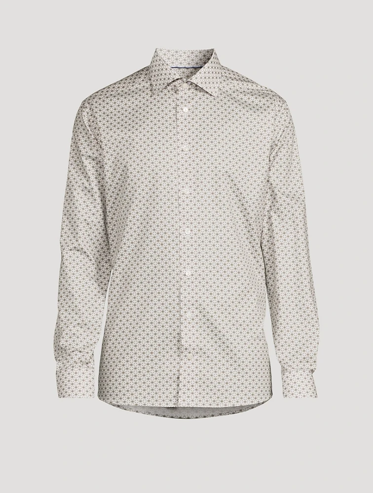 Slim-Fit Twill Shirt Geometric Print