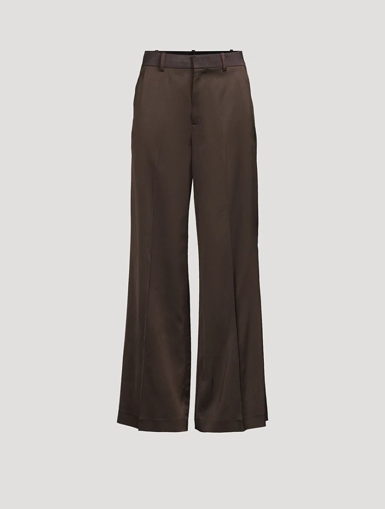 Wide-Leg Satin Trousers