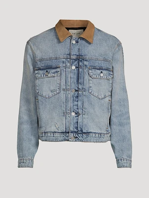 Suede Collar Vintage Denim Jacket