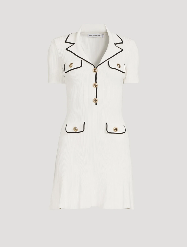 Rib-Knit Short-Sleeve Mini Dress