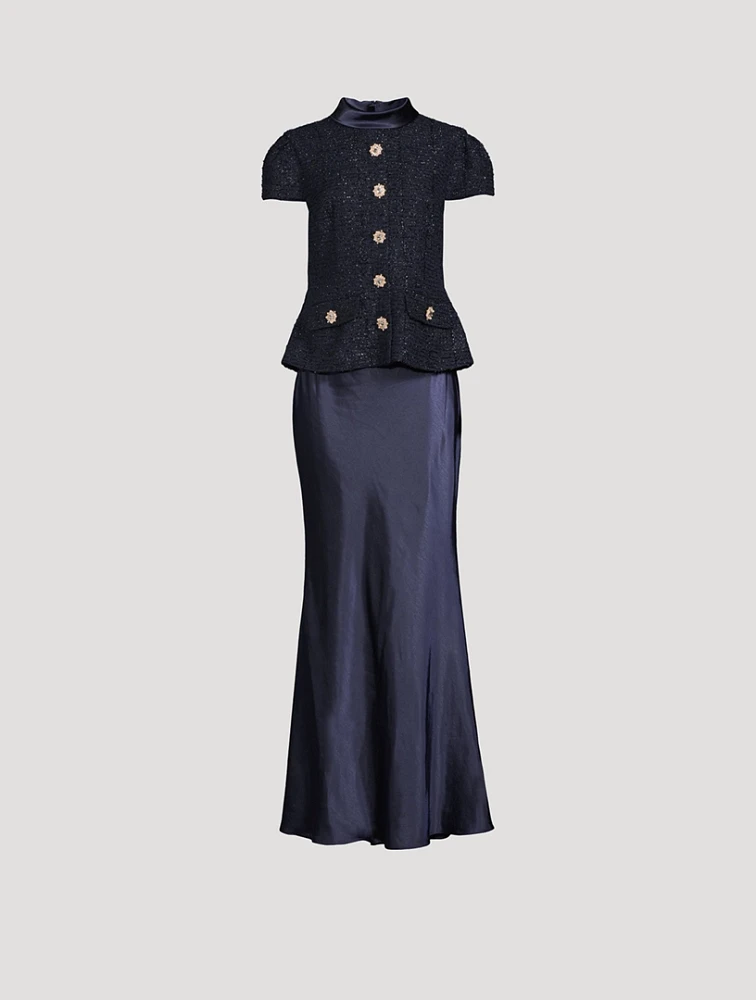 Metallic Bouclé Maxi Dress