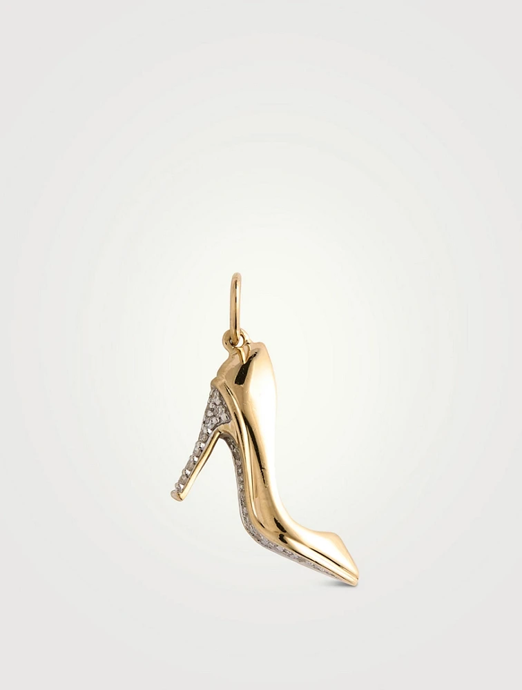 Gold Stiletto Charm With Diamonds