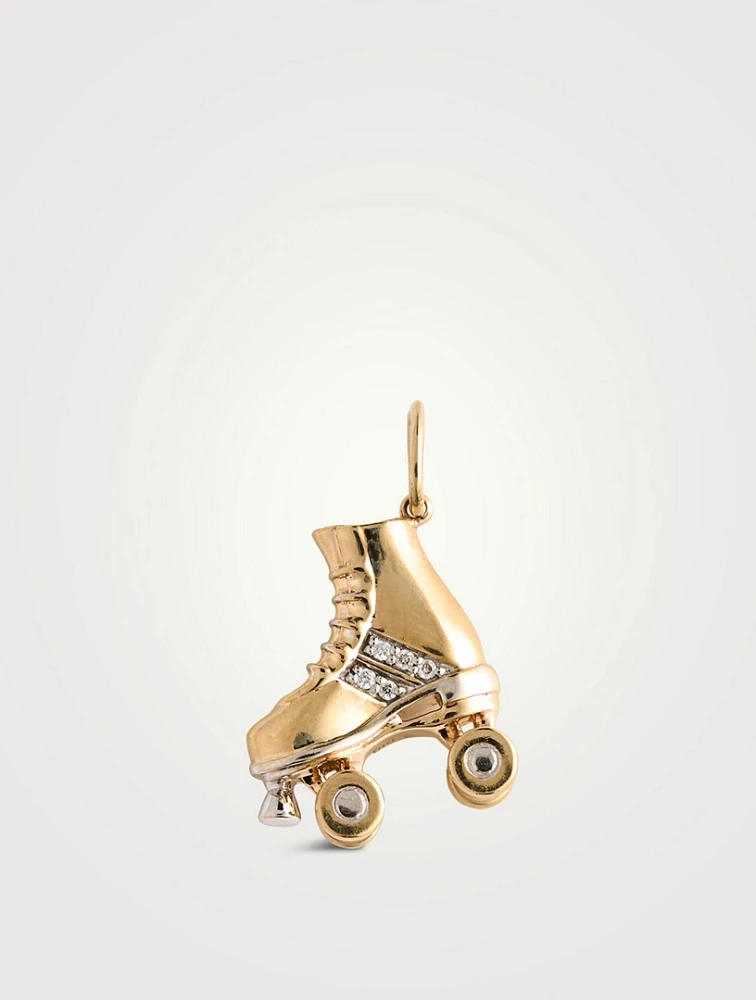 Gold Retro Roller Skate Charm